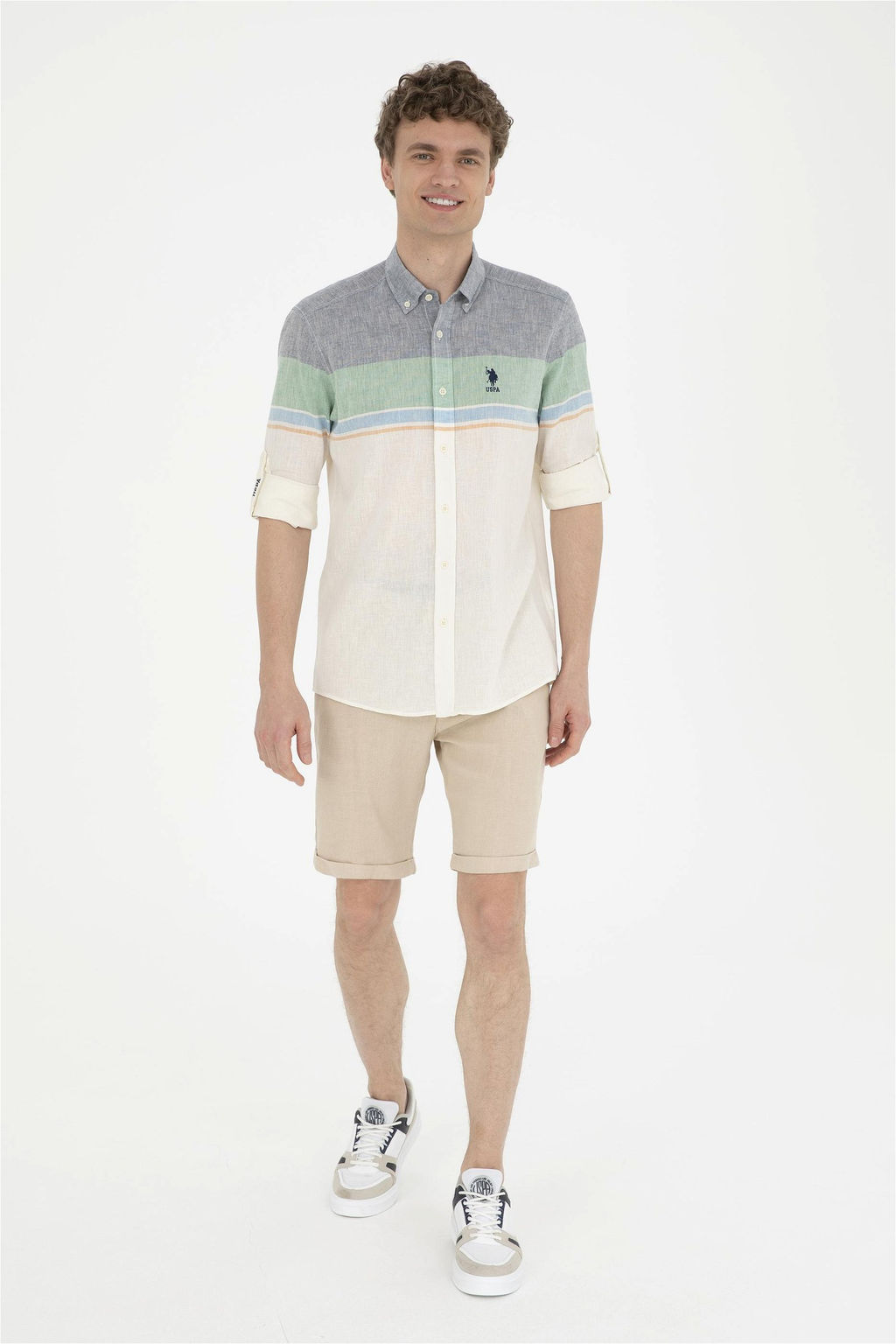 U. S. Polo Assn / Мужская зеленая рубашка с длинным рукавом - U.s. polo assn фото 4