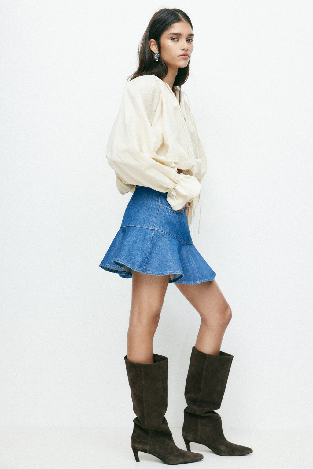 Minifalda denim con volante - H&m фото 4