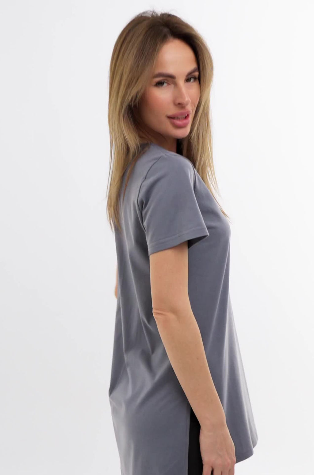 Женская удлиненная футболка с разрезами Happyfox