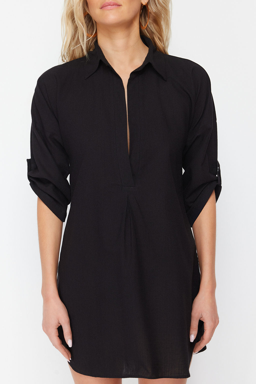 TRENDYOLMILLA Beyaz Dokuma Flaml? Pamuk Mini Plaj Elbisesi TBESS21EL3979 фото 16