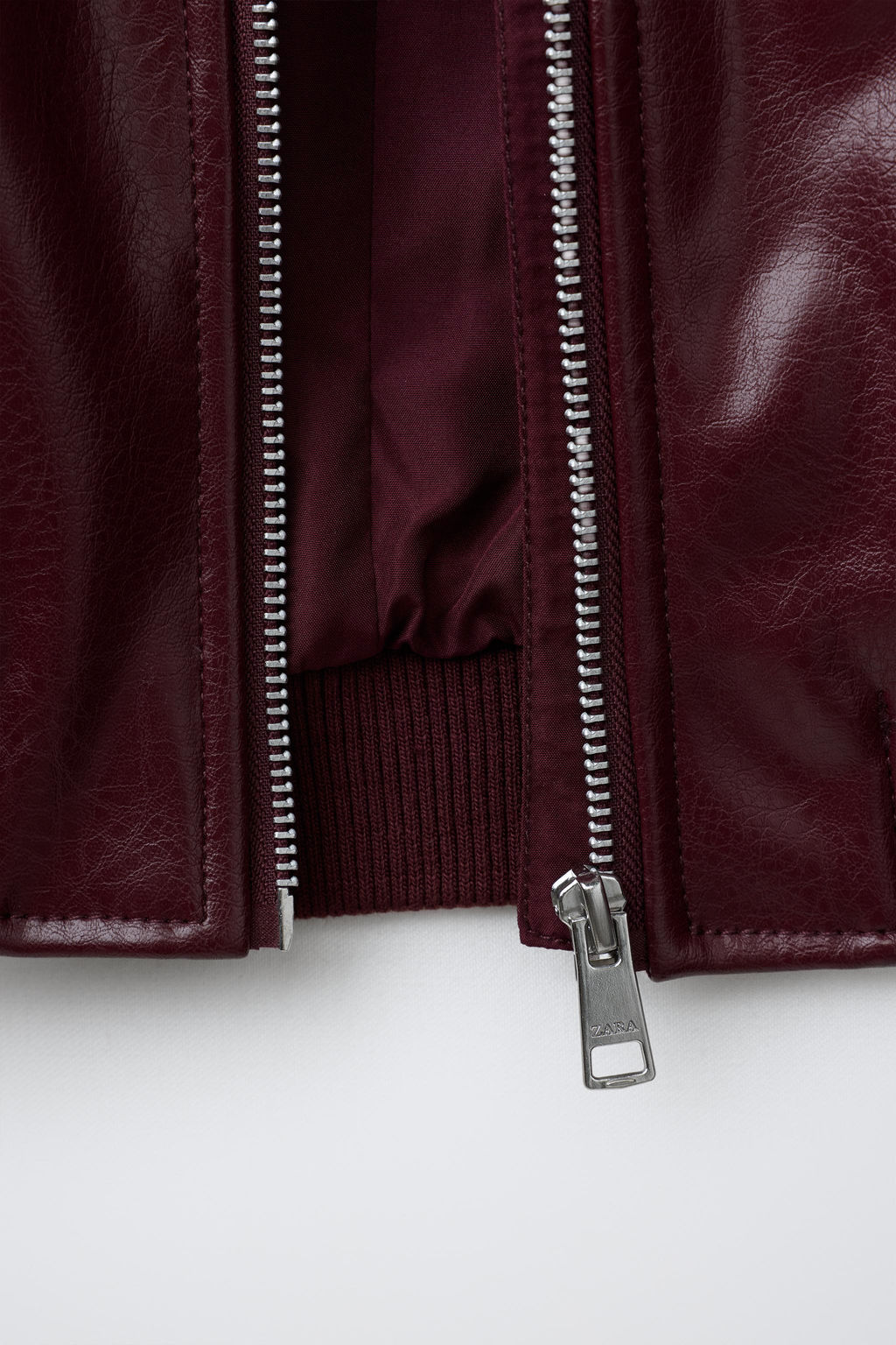 CAZADORA BOMBER EFECTO PIEL / Burgundy - Zara фото 9