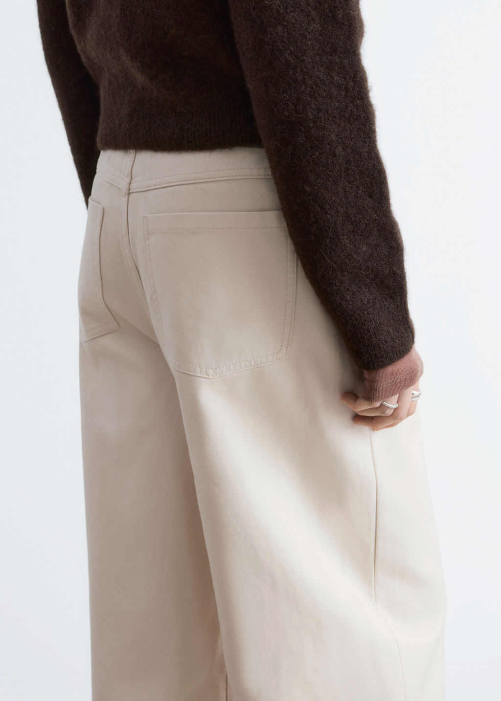Pantalones de algod?n relajados de perneras anchas - H&m фото 9