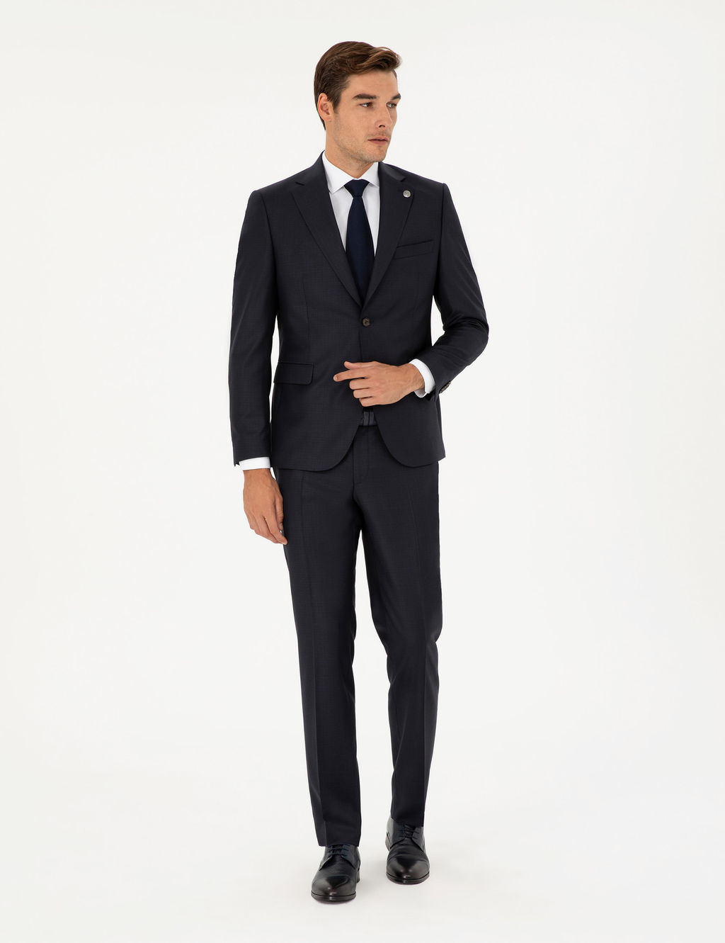 Lacivert Slim Fit Tak_m Elbise