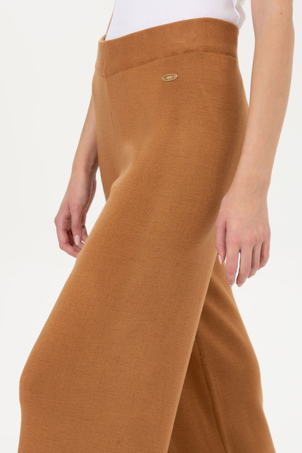 KadДn Camel Melanj Loose Fit Triko Pantolon
