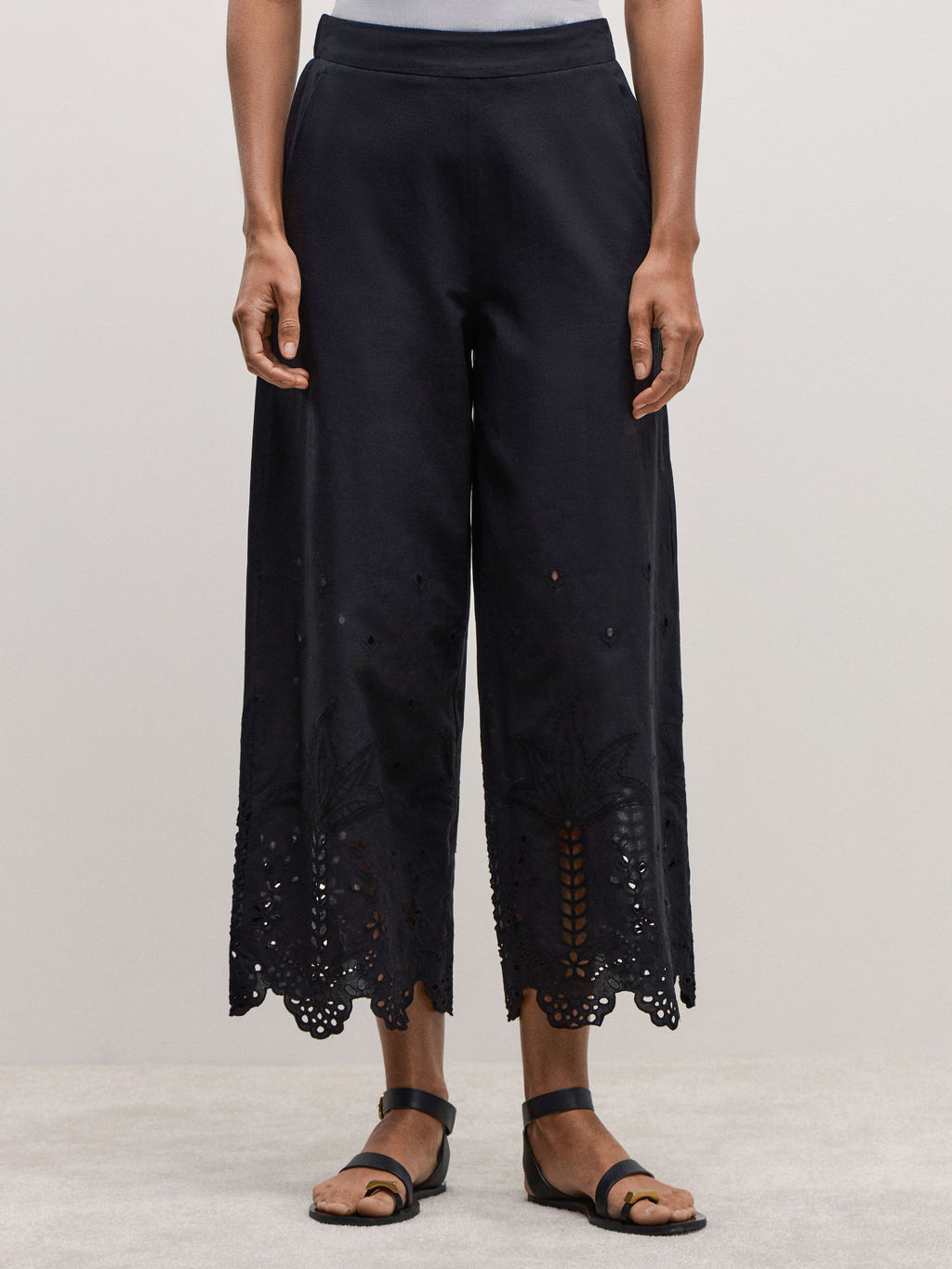 Брюки-кюлоты из хлопка с вышивкой / Zarina  фото 3