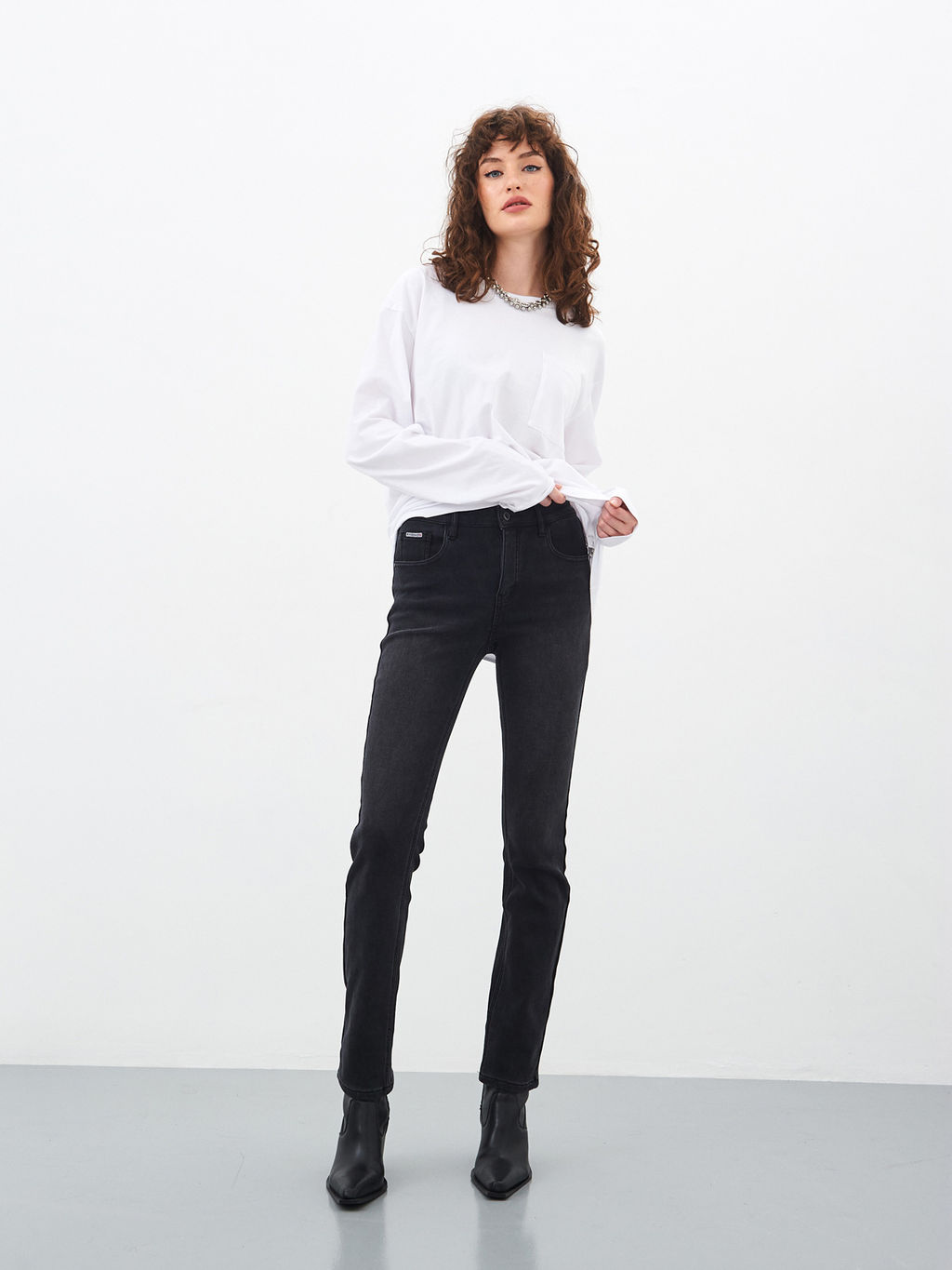 Утепленные женские джинсы широкого кроя на флисе - Mossmore фото 12