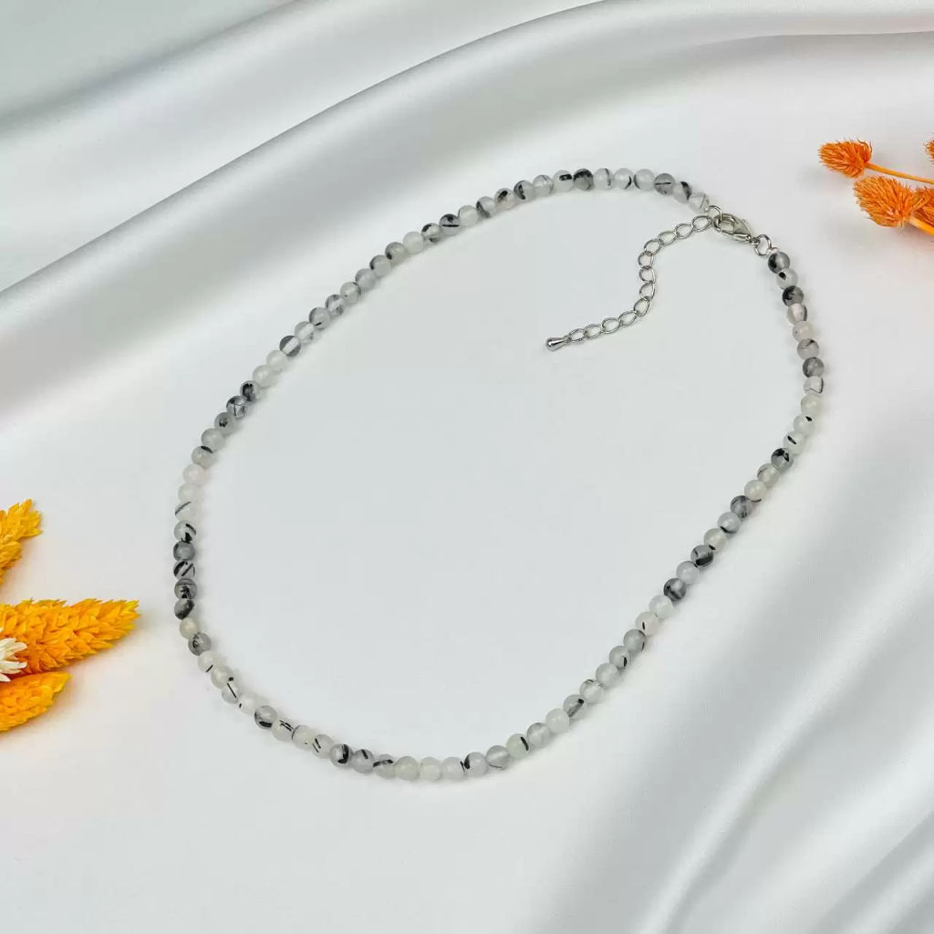 Бусы из Кварца с включением Турмалина 45 см +