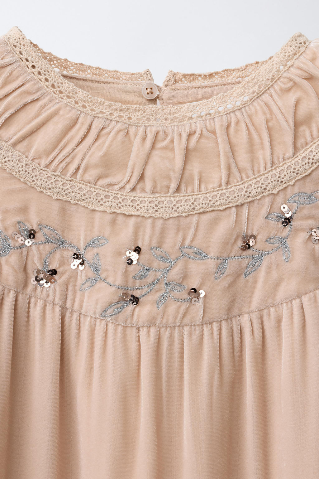 VELVET DRESS WITH LACE TRIM AND SEQUINS - Zara фото 3