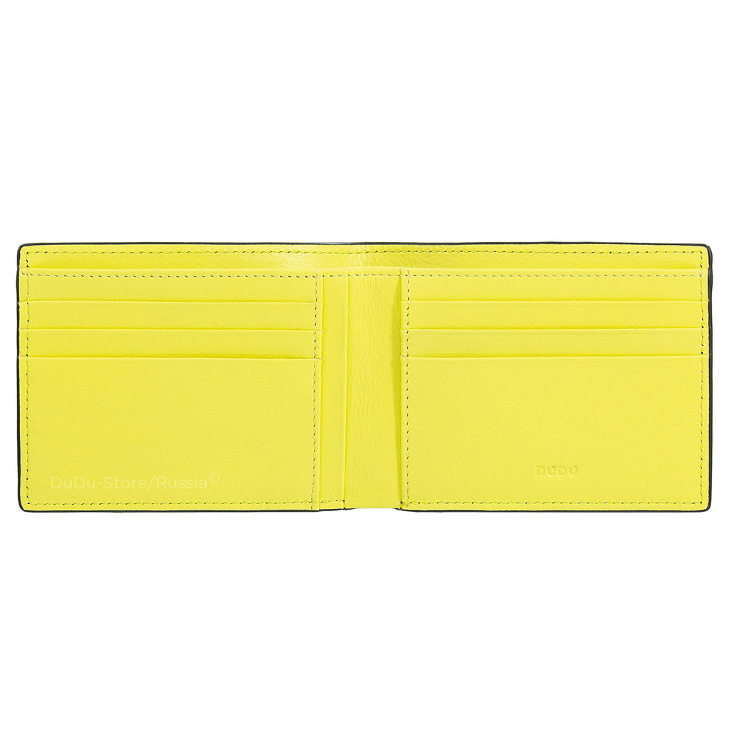 Итальянский кожаный кошелёк DuDu серии Caprera | черно-желтый - Dudubags фото 3