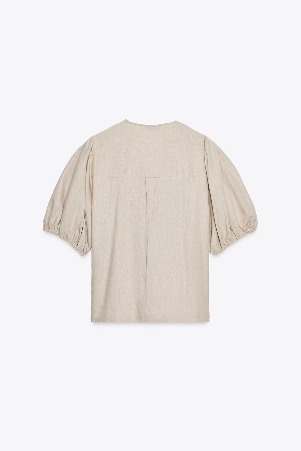 LINEN BLEND TIE BLOUSE - Zara фото 7