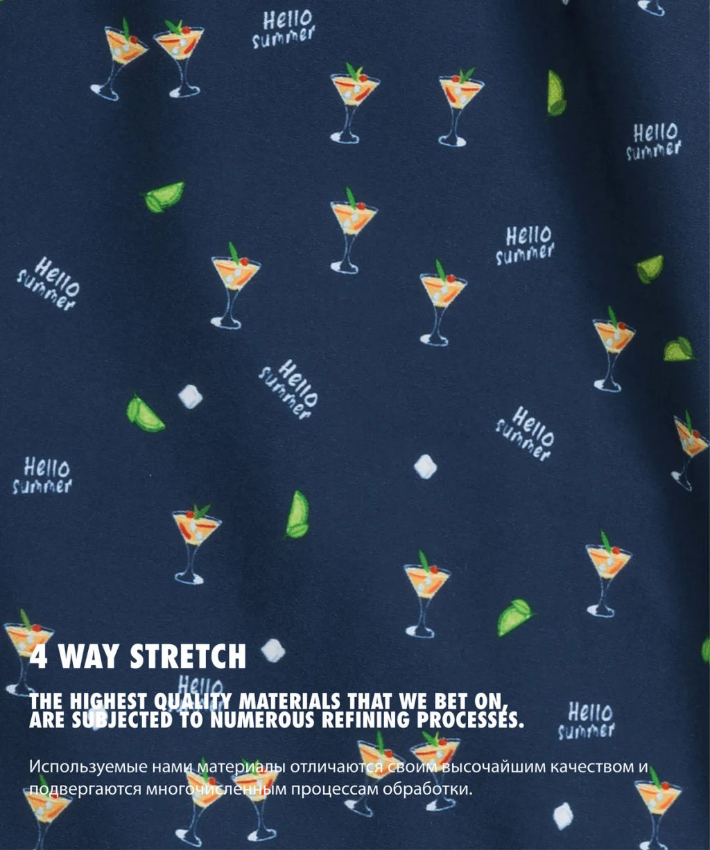 ATLANTIC KMB-221 Шорты мужские пляжные 4Way Stretch Hello Summer темно-синий  фото 3