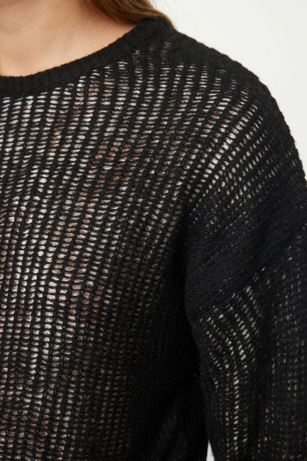 Siyah Basic Bisiklet Yaka Triko Kazak TWOAW25KZ00340 - Trendyolmilla фото 4