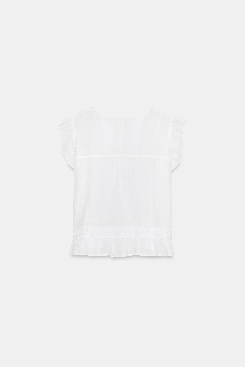 BLUSA ENTREDOSES VOLANTES / Blanco - Zara фото 7