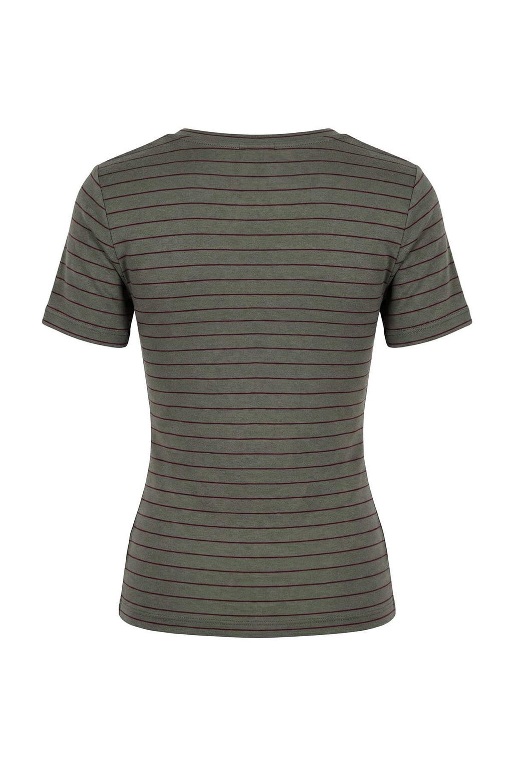 Mint Cizgili Fitted/Vucuda Oturan K?sa Kollu Buzgulu Premium Yumusak Orme Bluz TWOSS26BZ00109