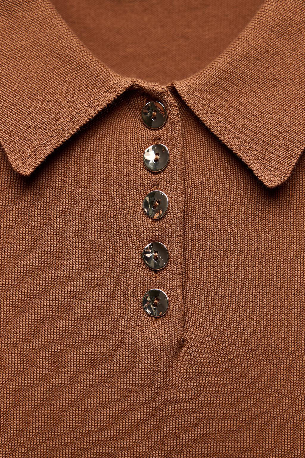 PLAIN KNIT POLO SHIRT - Zara фото 7