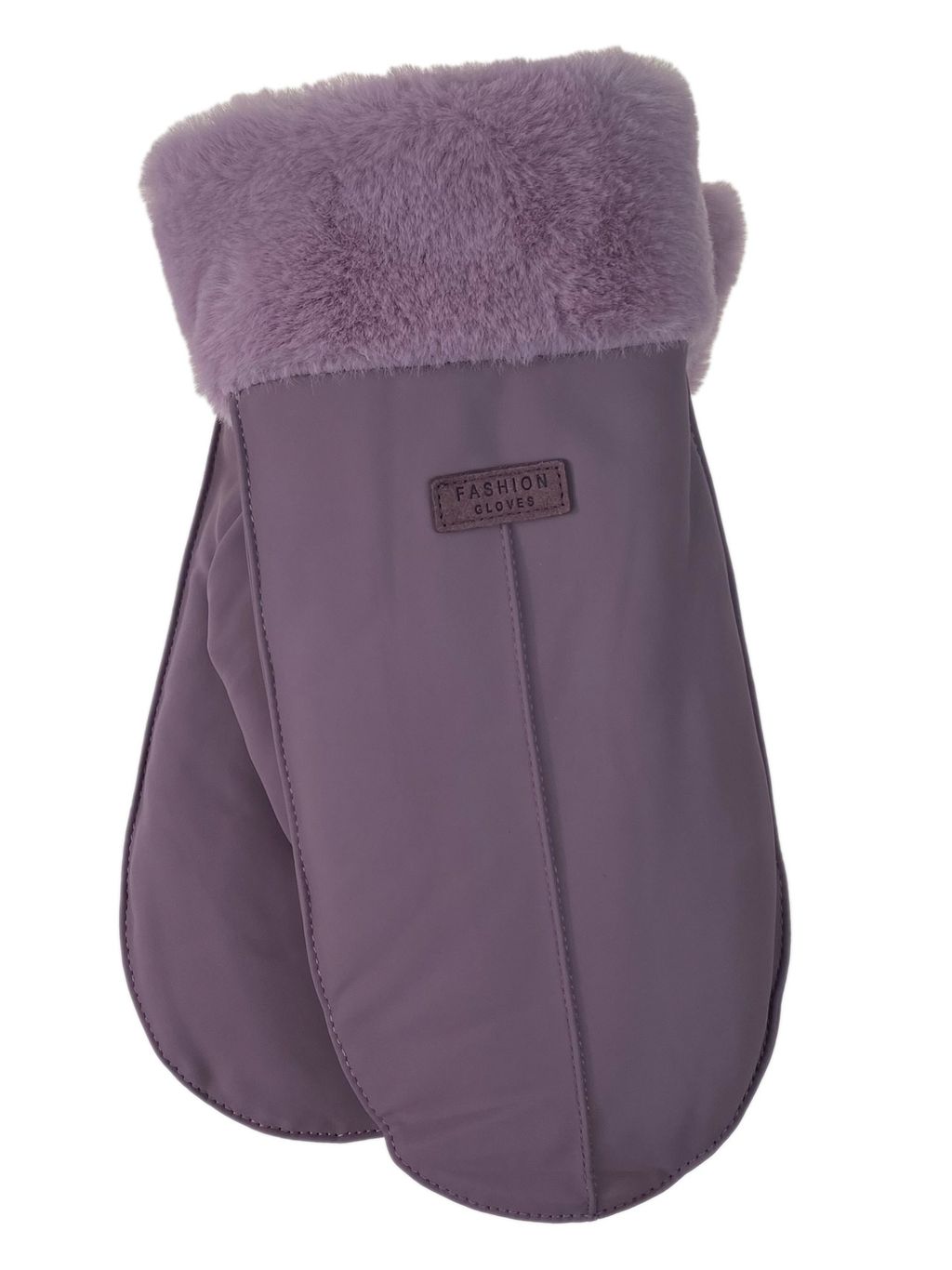 Зимние женские варежки с подкладом из искусственного меха, цвет шоколад - Greta фото 14