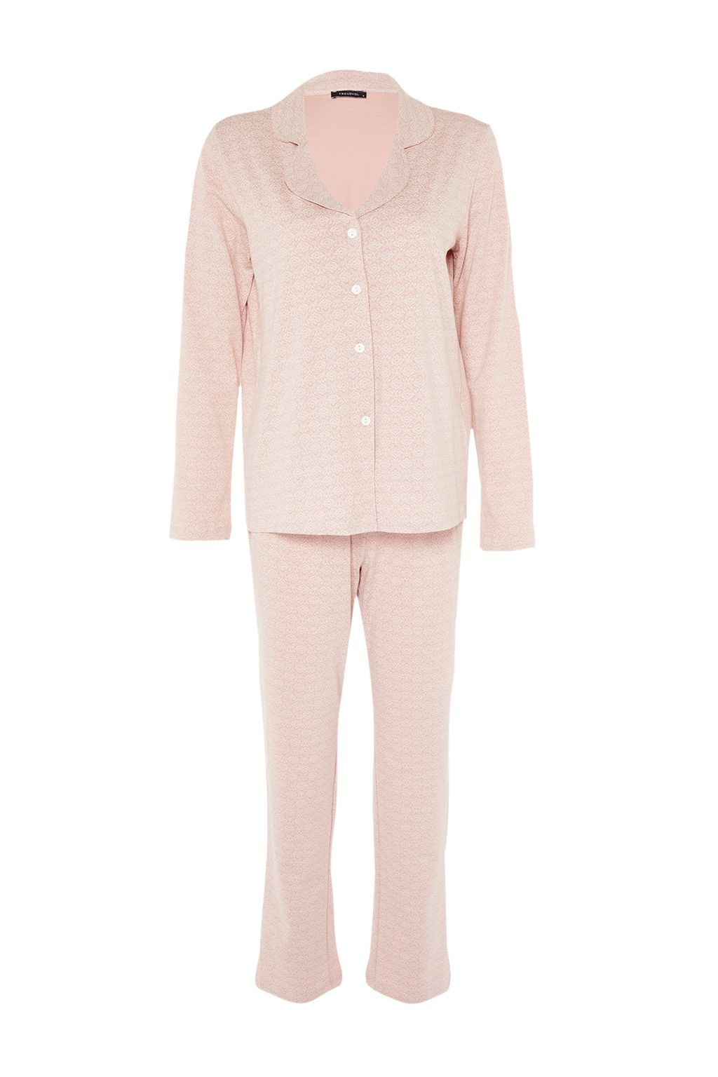 Pudra %100 Pamuklu Bask?l? Orme Pijama Tak?m? THMAW20PT0265