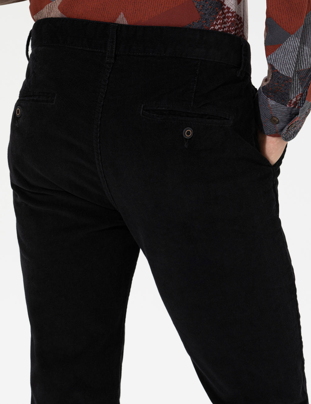 Siyah Slim Fit Kadife Kanvas Pantolon