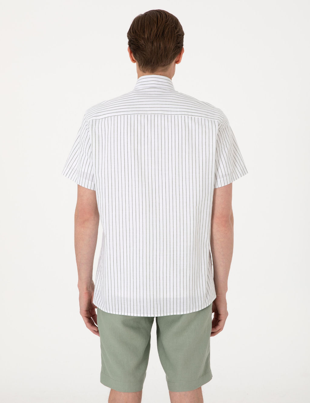 Haki Regular Fit _izgili K_sa Kollu G_mlek