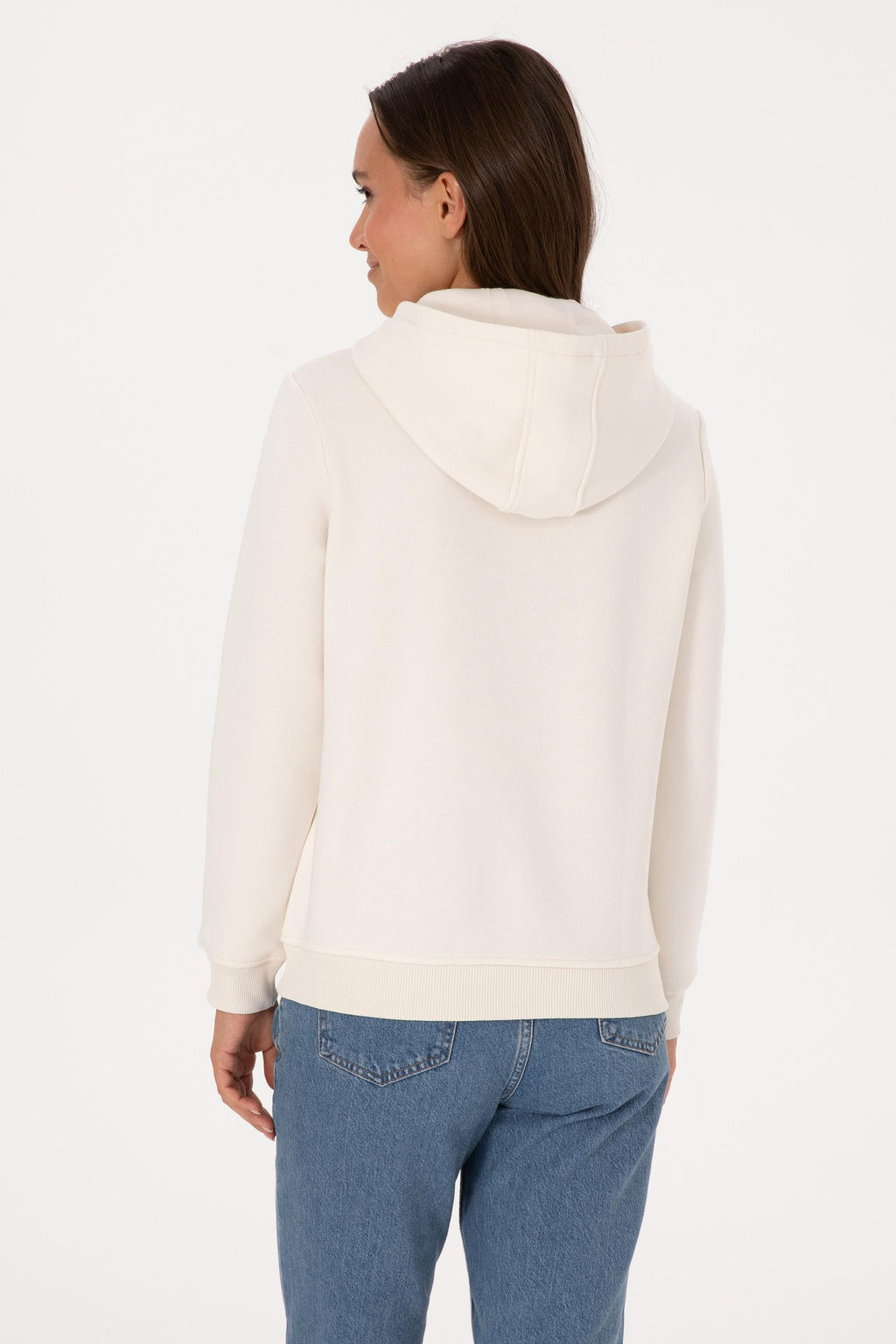 Kad_n Krem _ardonlu Kap__onlu Basic Sweatshirt - U.s. polo assn фото 5