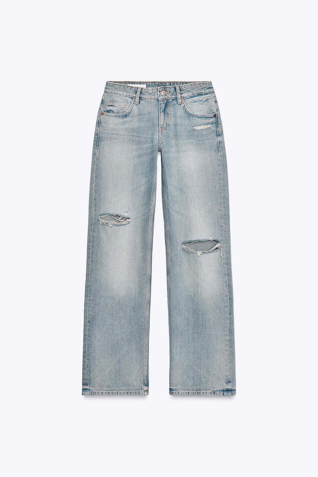 TRF LOW-RISE WIDE-LEG RIPPED JEANS - Zara фото 5