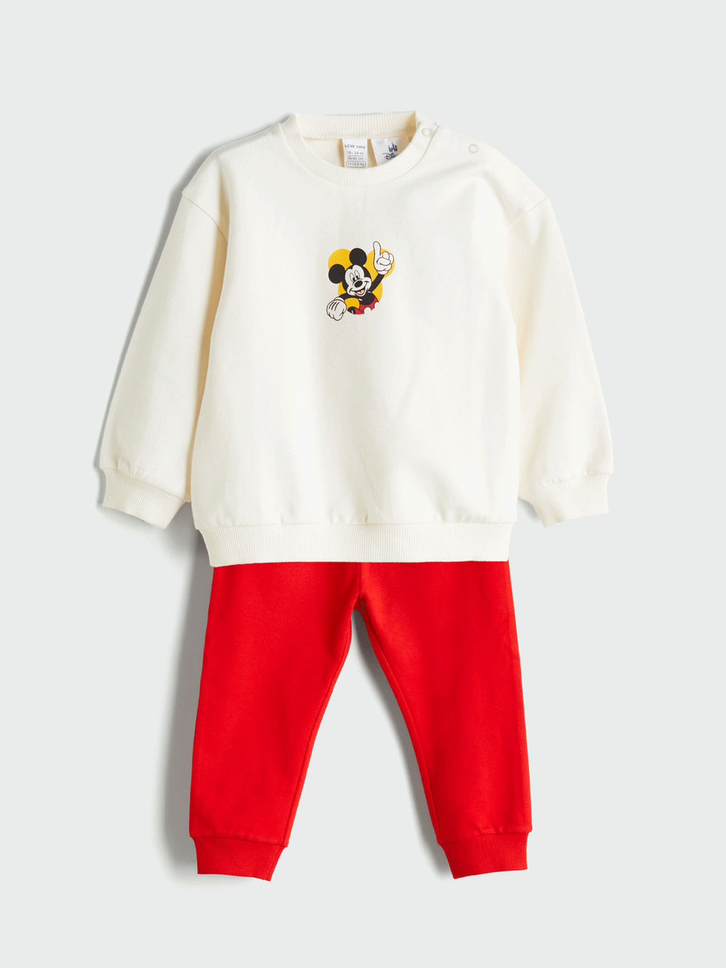 Bisiklet Yaka Mickey Mouse Bask?l? Erkek Bebek Sweatshirt ve E?ofman Alt