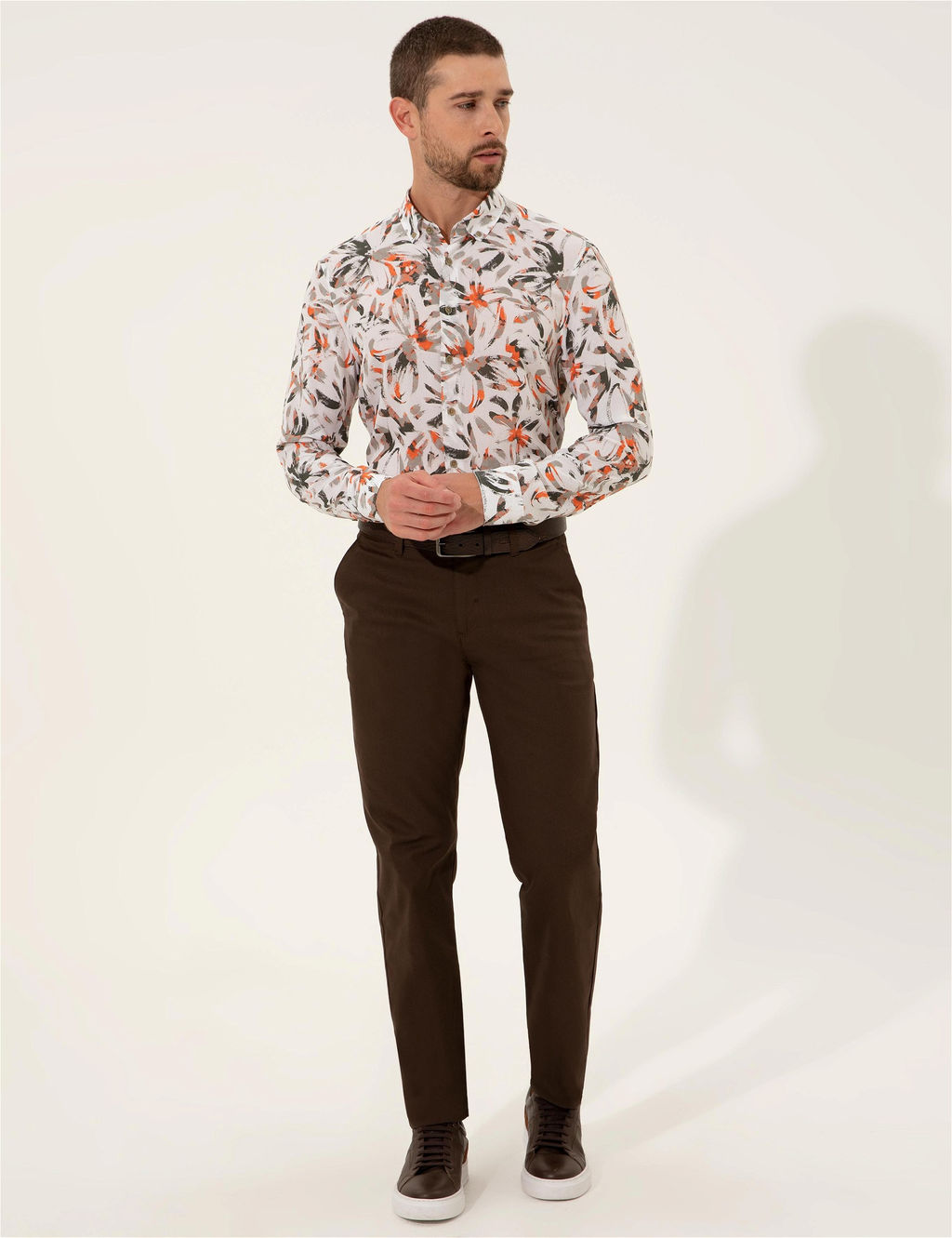 Kahverengi Regular Fit Kanvas Pantolon