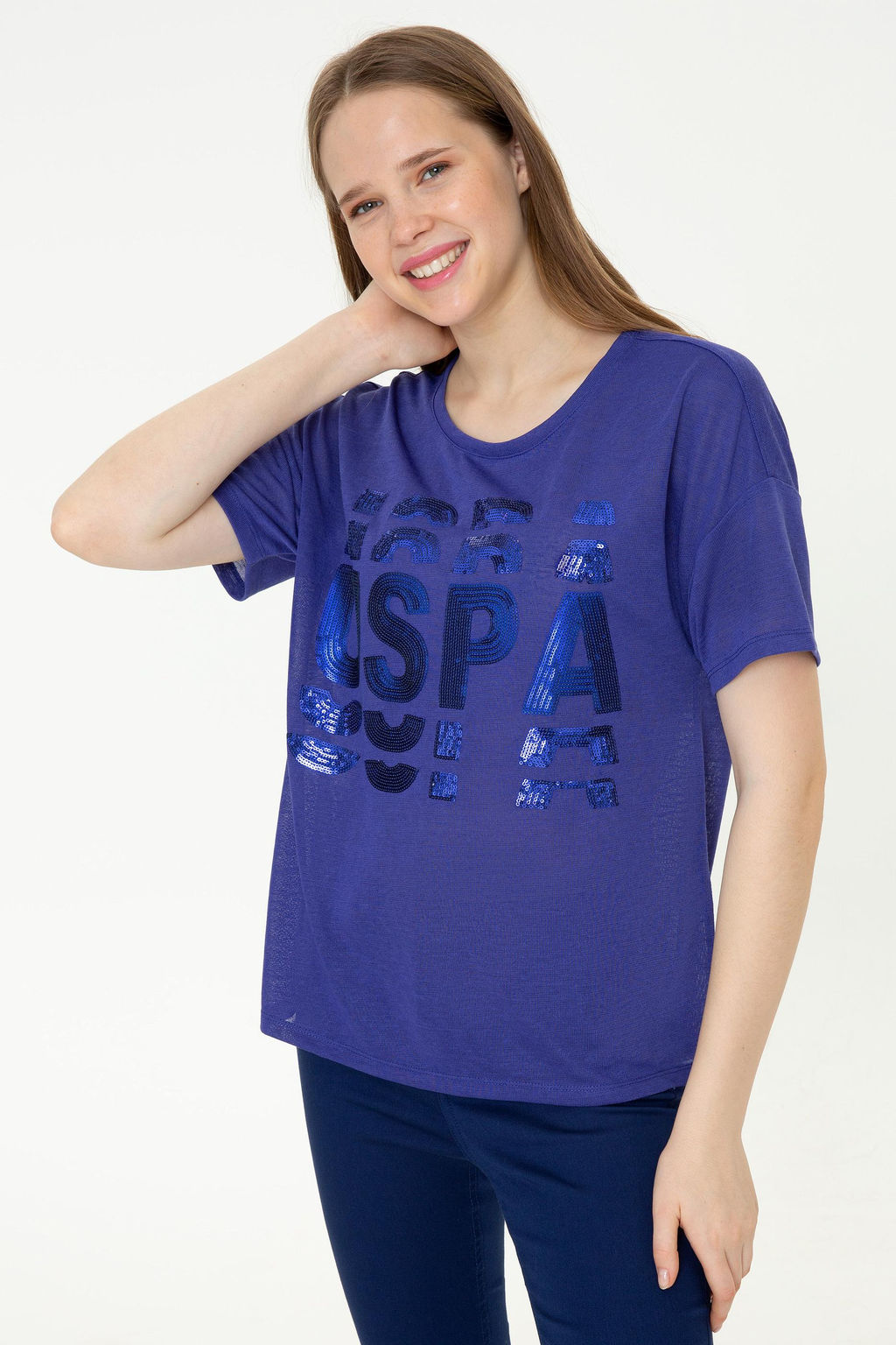 Женская синяя футболка Неожиданная скидка в корзине - U.s. polo assn фото 3