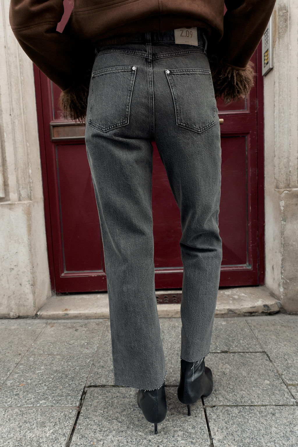 JEANS Z1975 STRAIGHT TIRO ALTO CINTURA CRUZADA / Gris oscuro - Zara фото 5