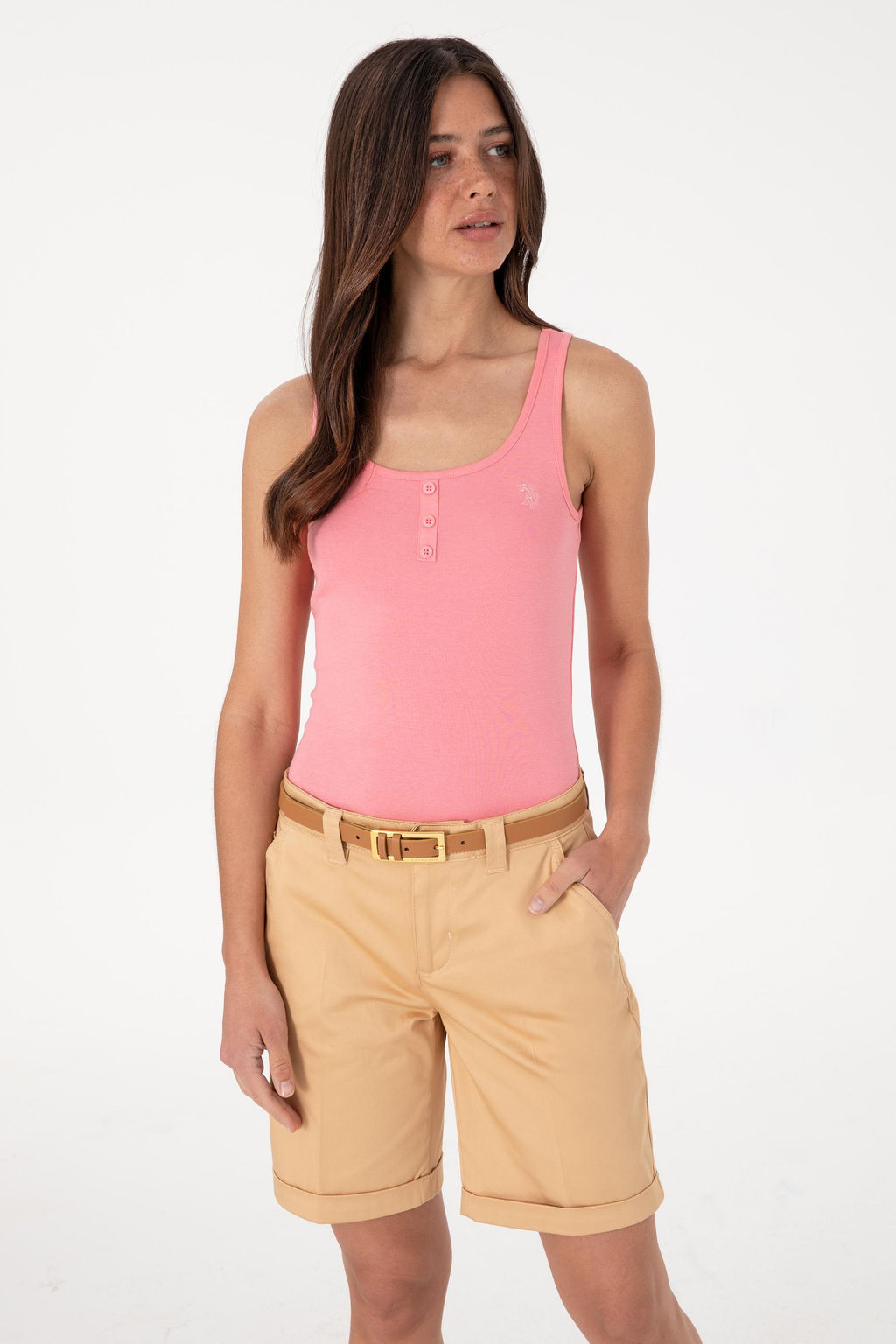 Kad_n Pembe Kolsuz Bisiklet Yaka Basic Ti__rt Sepette S_rpriz _ndirim - U.s. polo assn фото 3