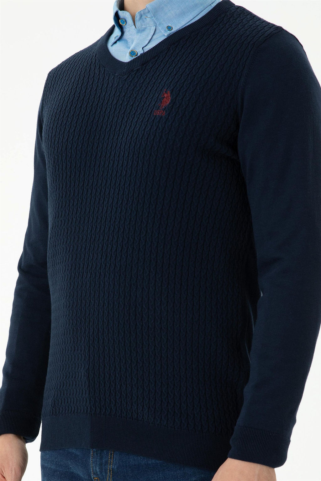Мужской темно-синий базовый свитер Неожиданная скидка в корзине - U.s. polo assn фото 6