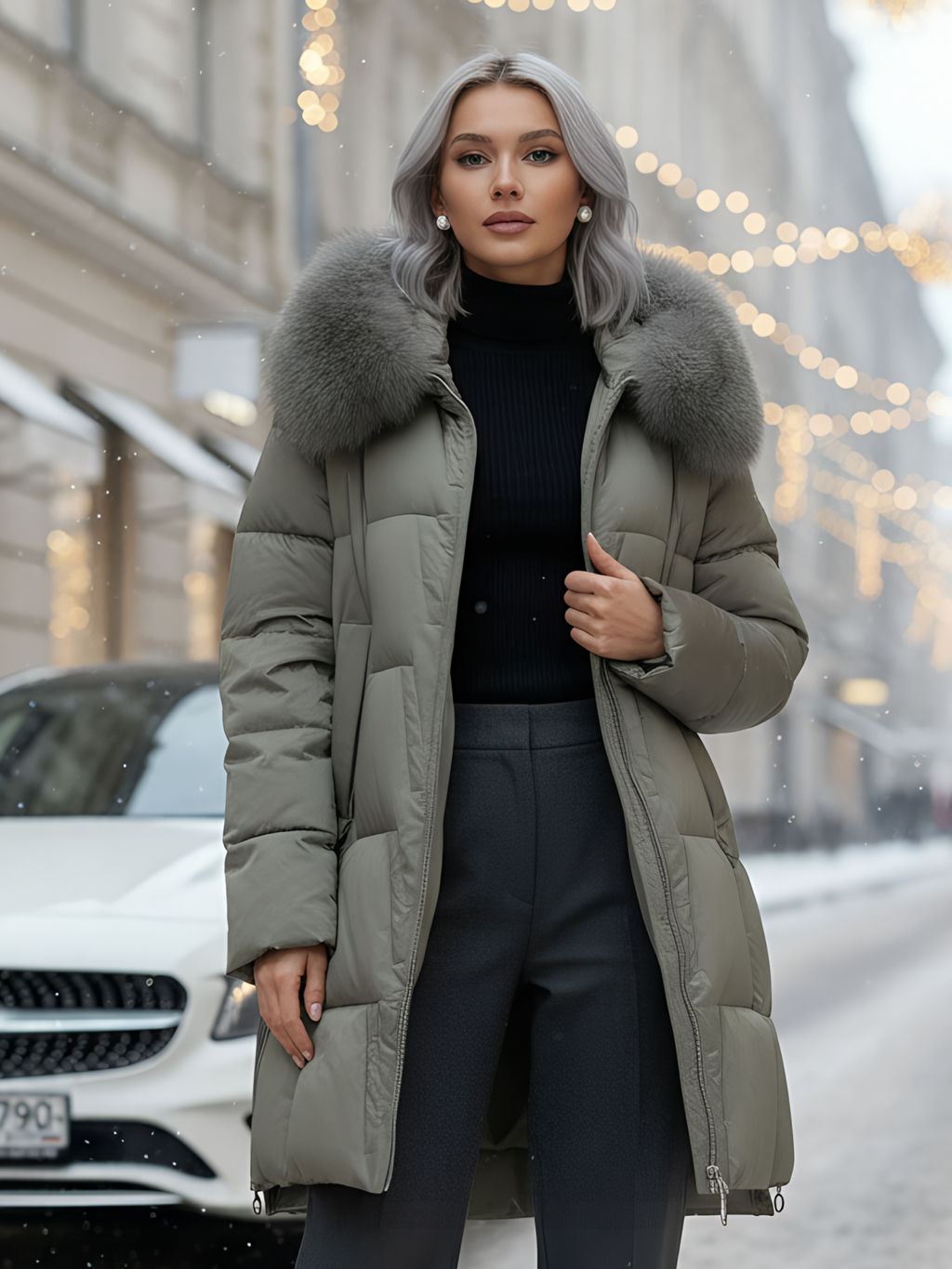 Пальто зимнее утепленное с мехом и капюшоном тренд коричневого цвета 7630K - Visdeer фото 22