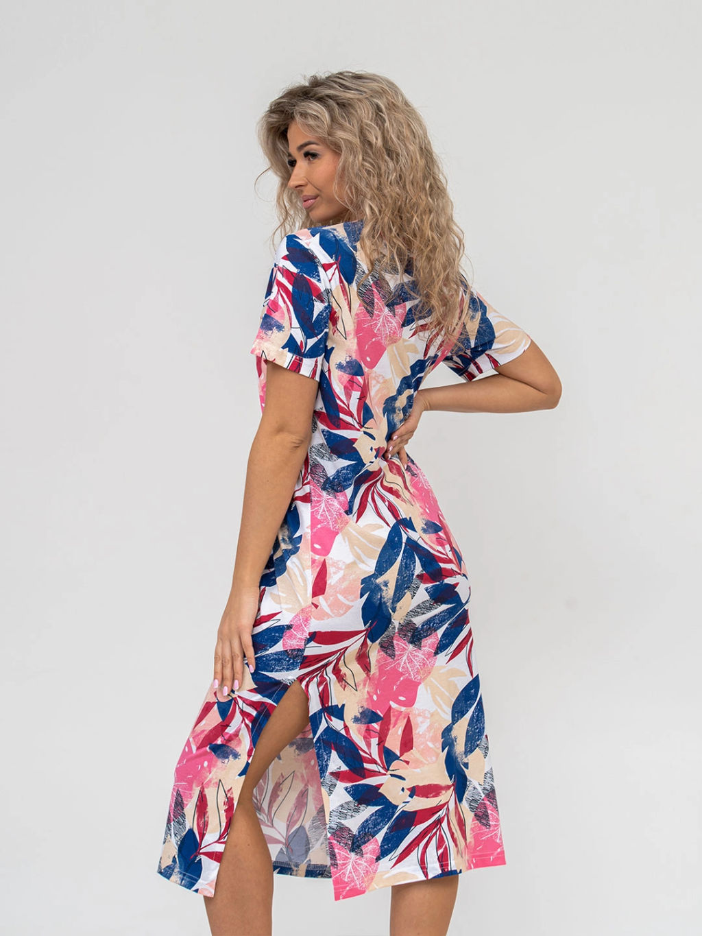 Платье женское, цвет синий белый розовый