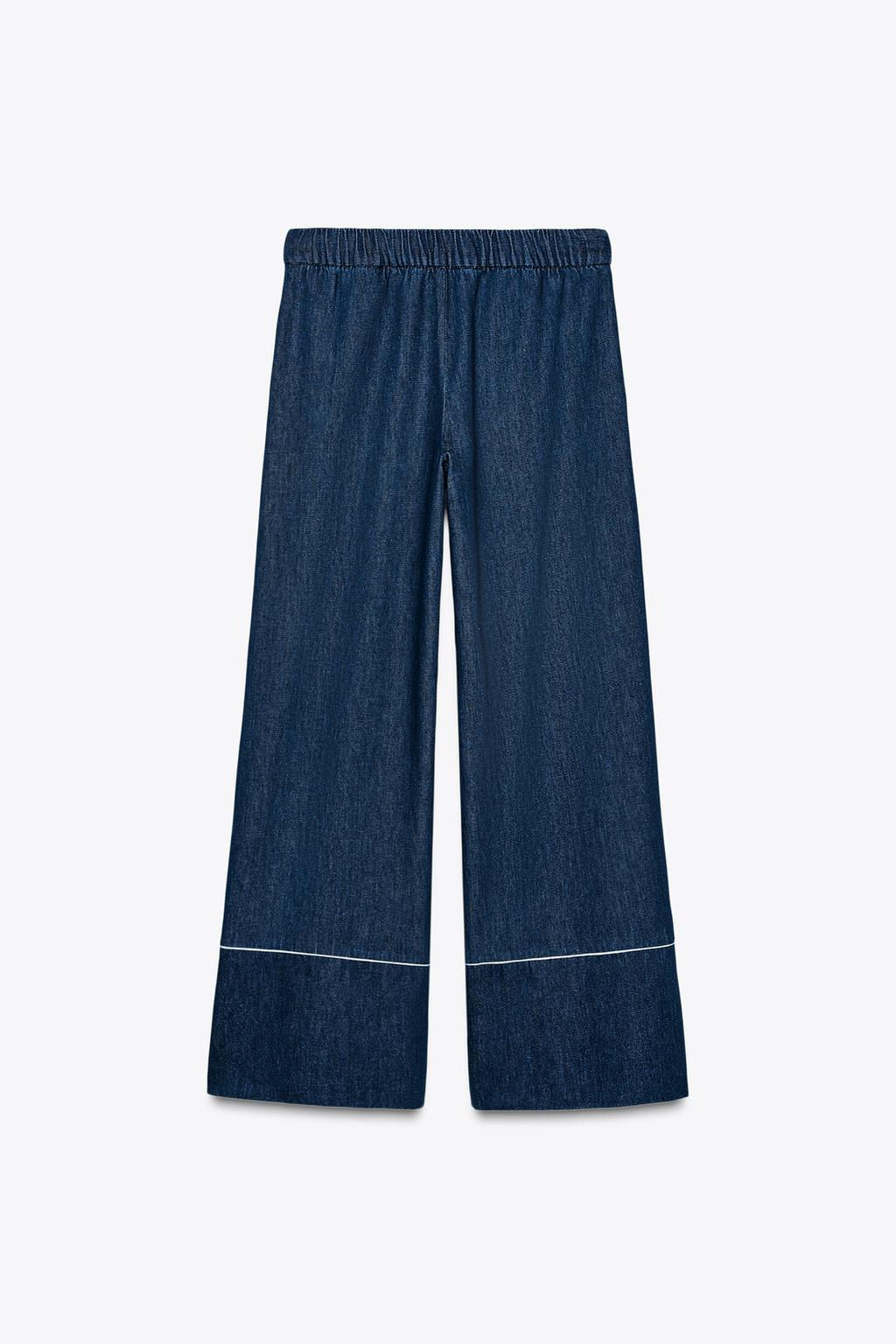 CONTRAST TRIM WIDE-LEG TROUSERS - Zara фото 6