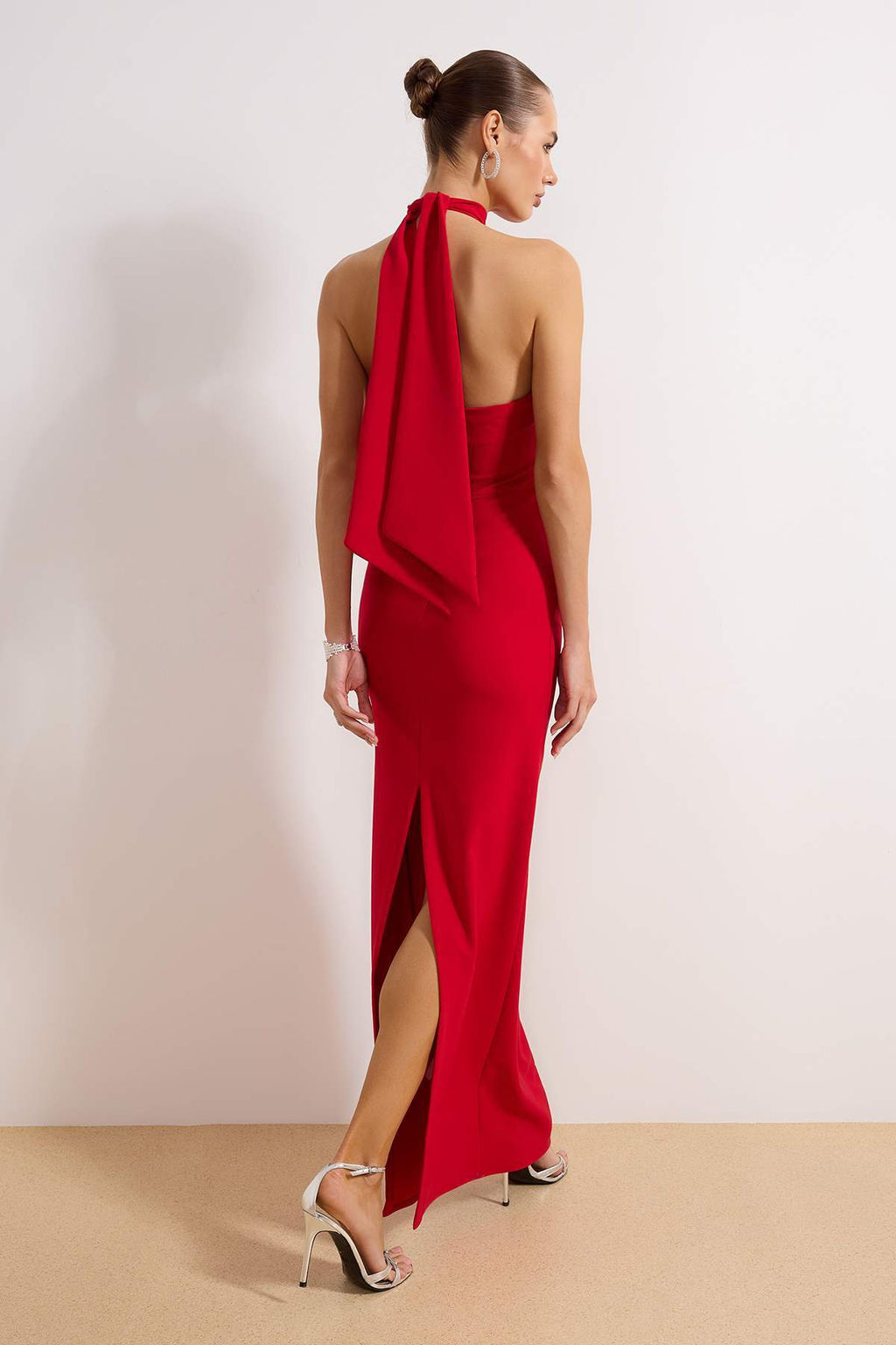 K?rm?z? Dokuma S?k Abiye Gece Mezuniyet Elbisesi TPRSS24AE00011