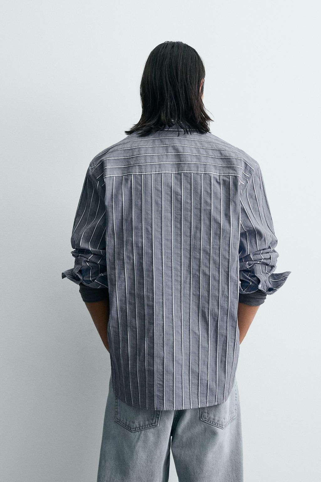 CAMISA RELAXED FIT JACQUARD RAYAS / Azul - Zara фото 3