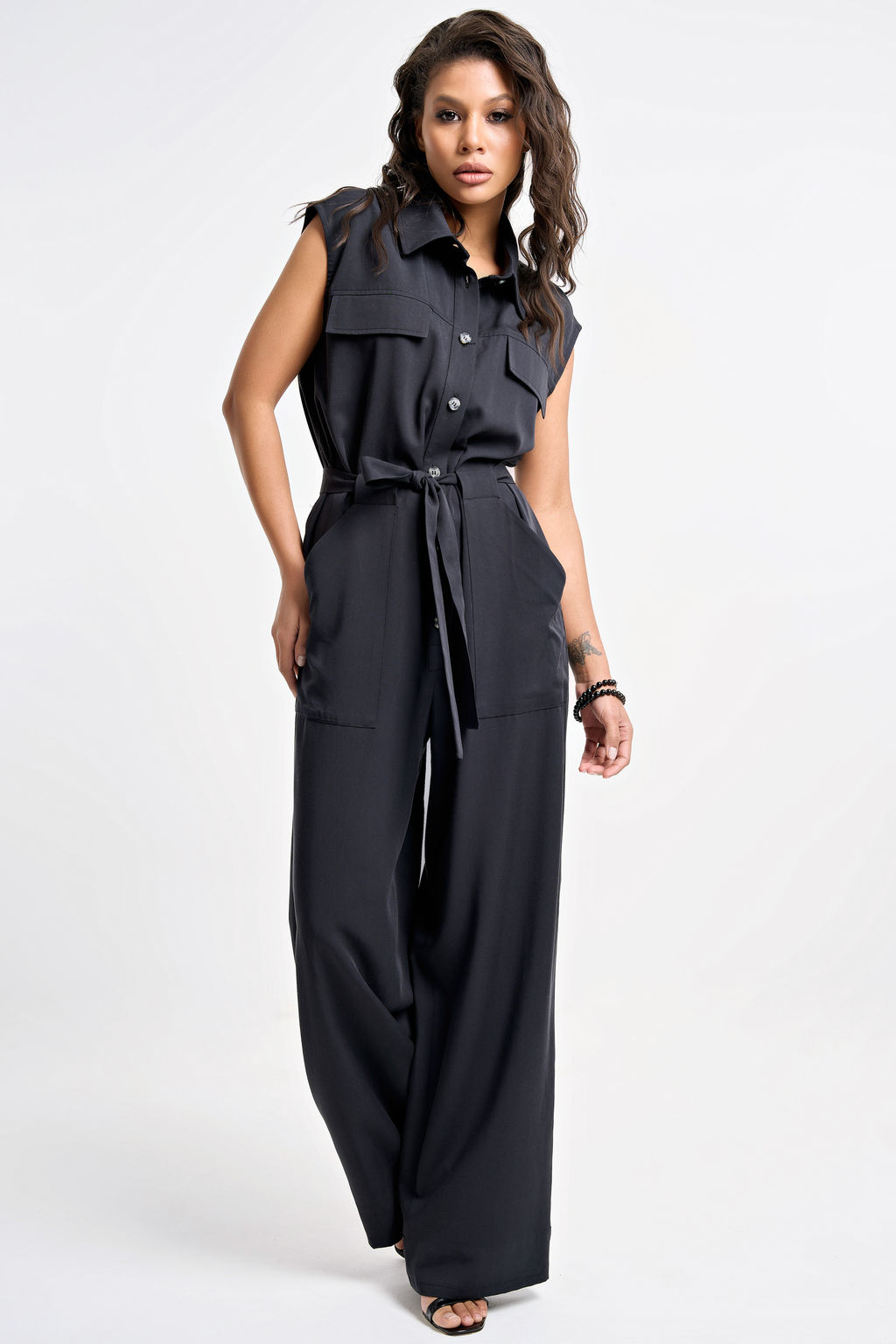 Комбинезон с брюками деловой офисный черный