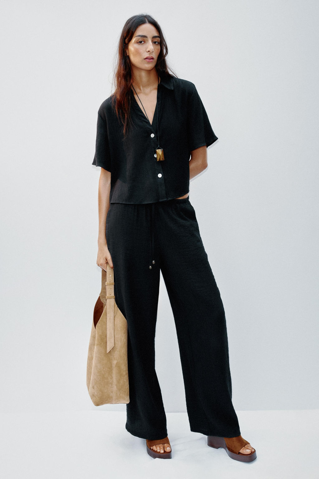 WIDE-LEG TROUSERS WITH ELASTIC WAISTBAND - Zara фото 39