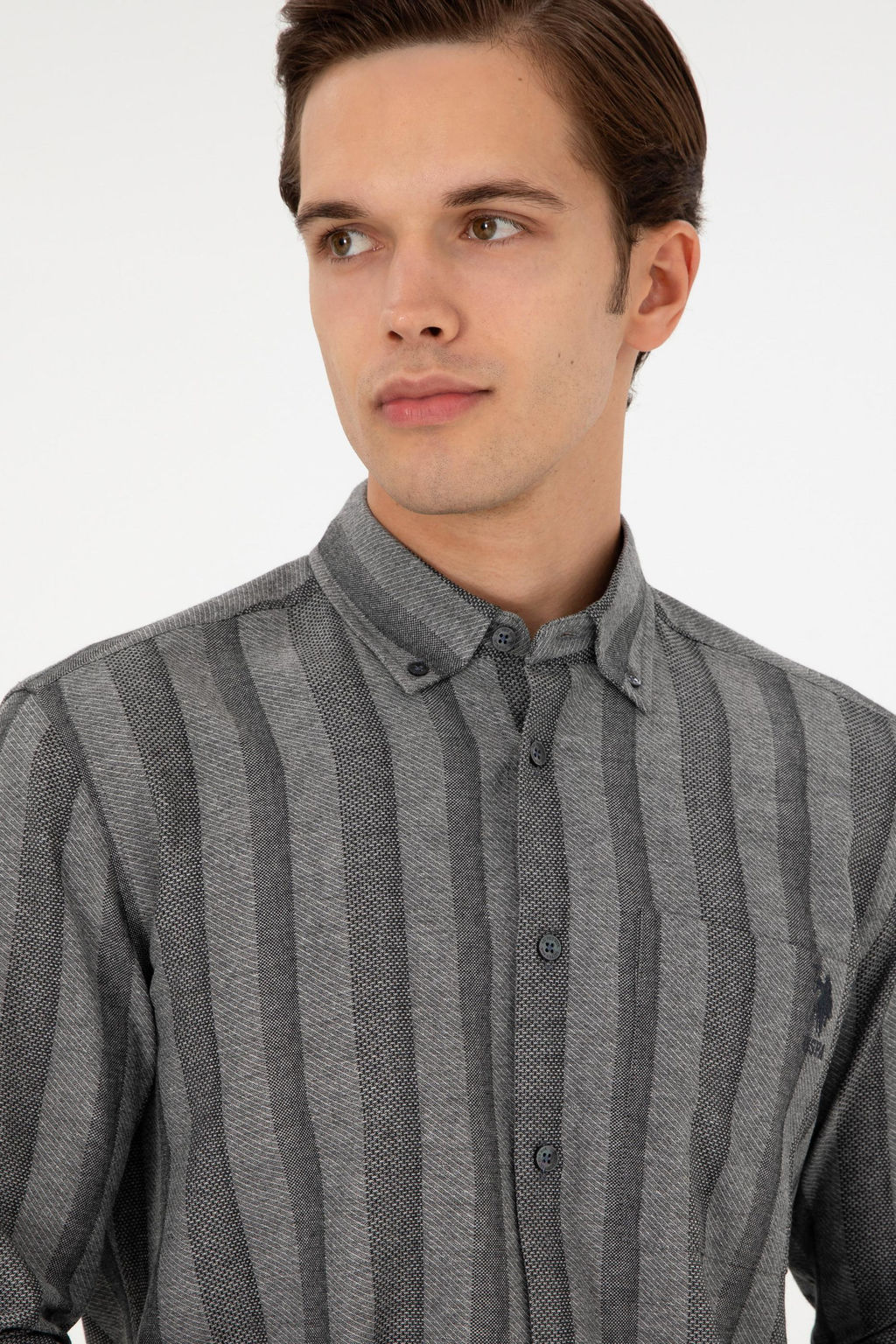 Мужская серая рубашка с длинным рукавом Неожиданная скидка в корзине - U.s. polo assn фото 2