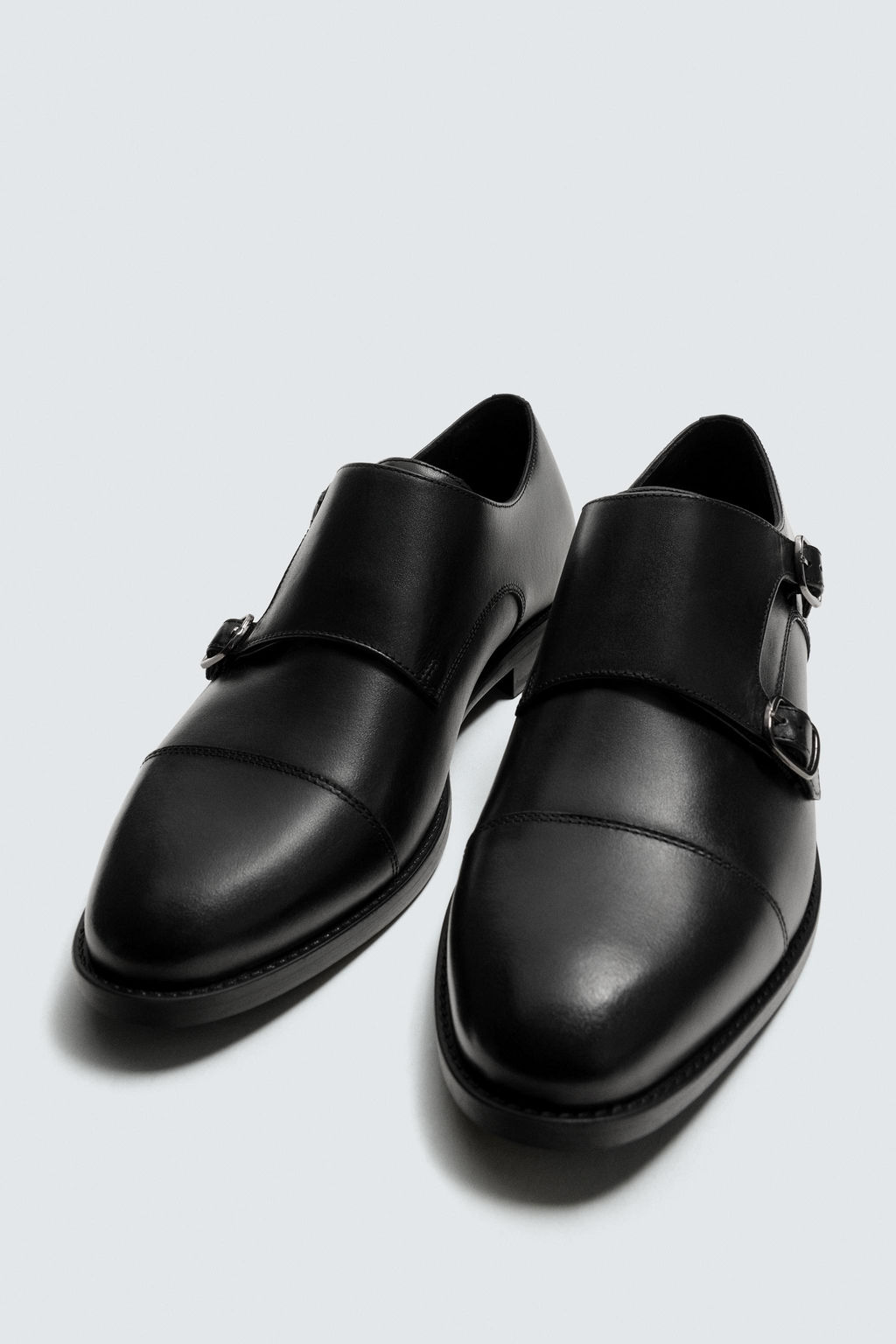 LEATHER DOUBLE MONK STRAP SHOES