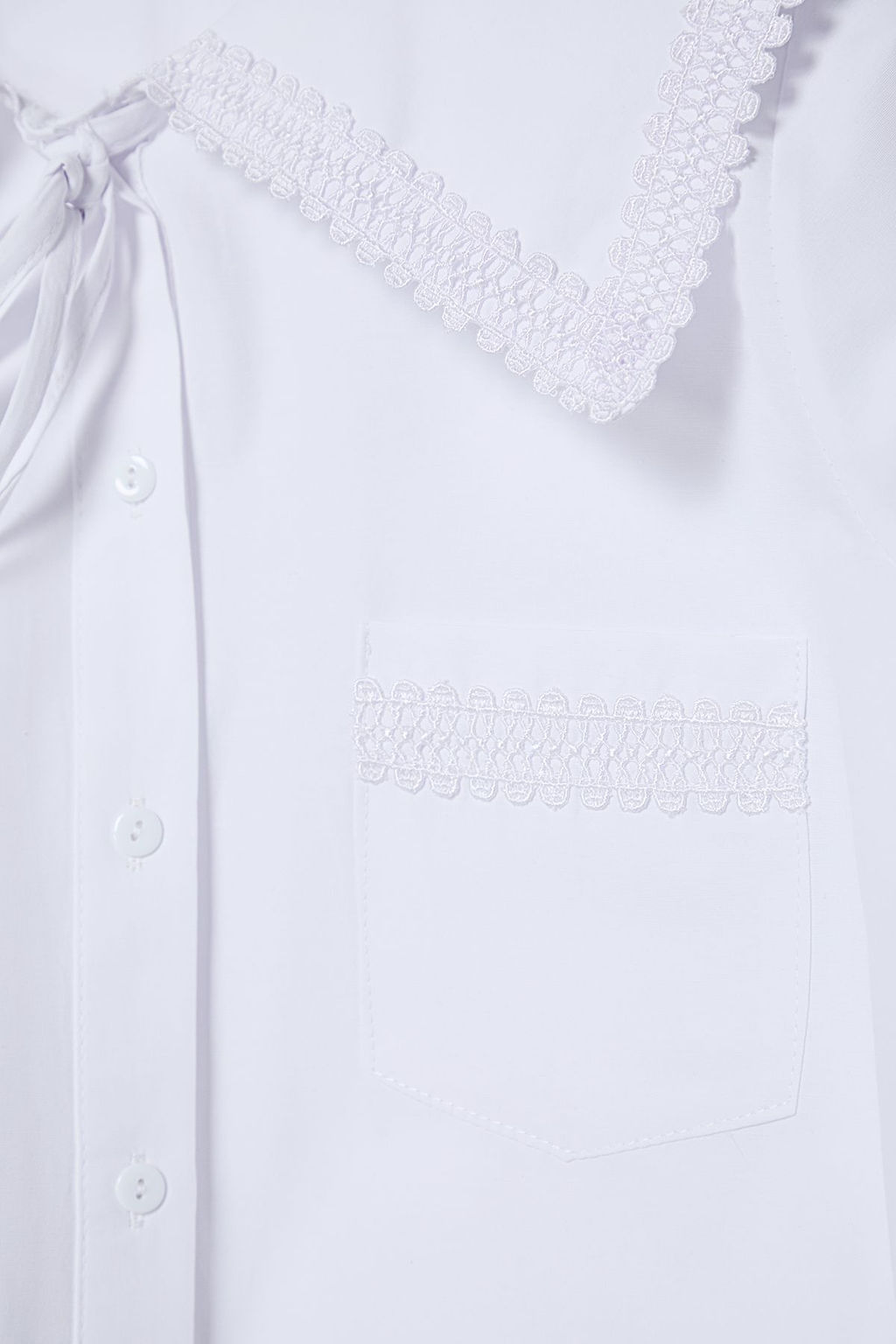 TRENDYOLMILLA Beyaz Yakas? Dantel Ve Baglama Detayl? Regular Normal Kal?p Dokuma Crop Gomlek TWOSS25GO00019  фото 8