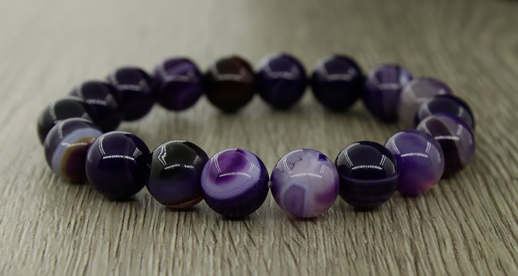 Агат фиолетовый 10мм, браслет Классика длина 17см - Agat77 фото 3