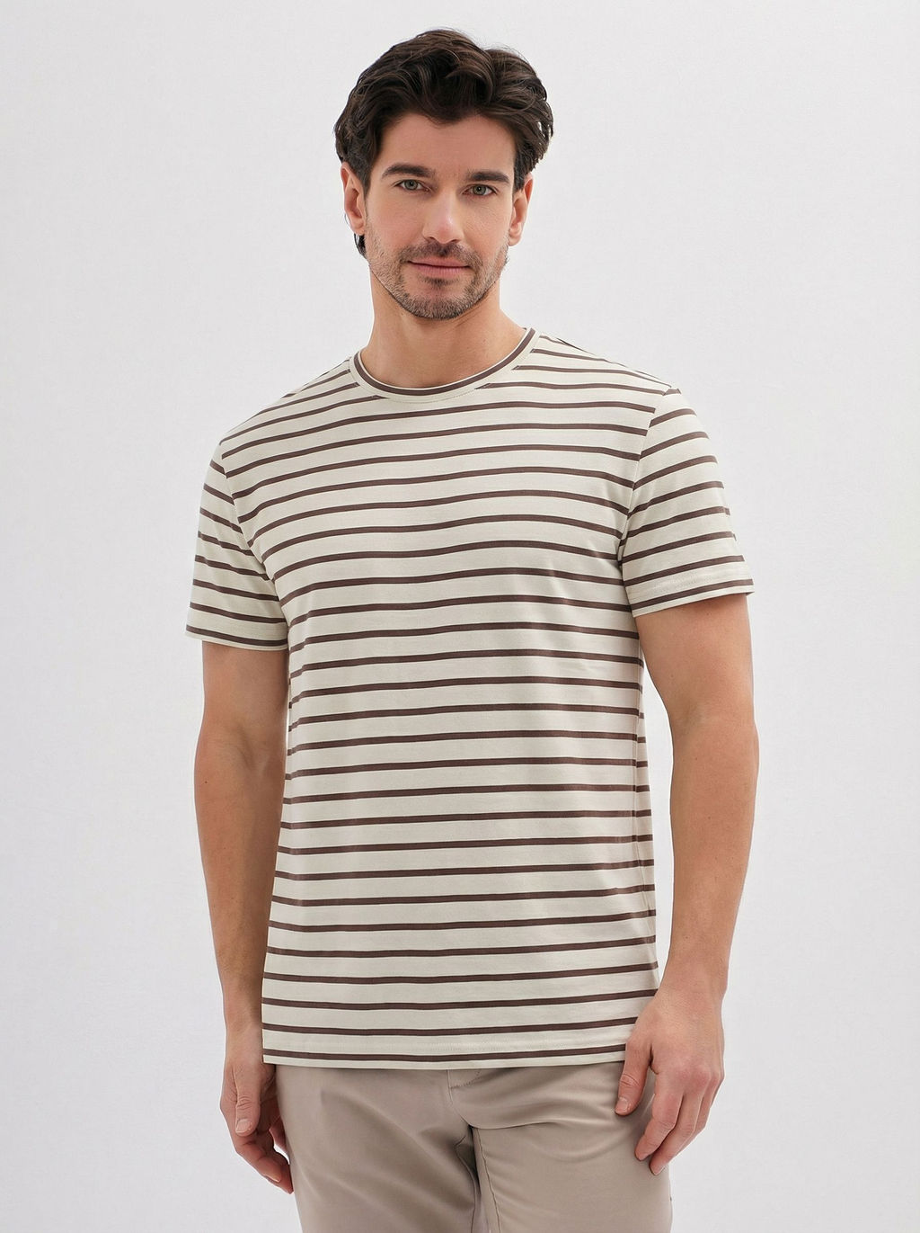 Футболка мужская короткий рукав GREG G145-KD-HJ-01-4T (коричневая полоска)