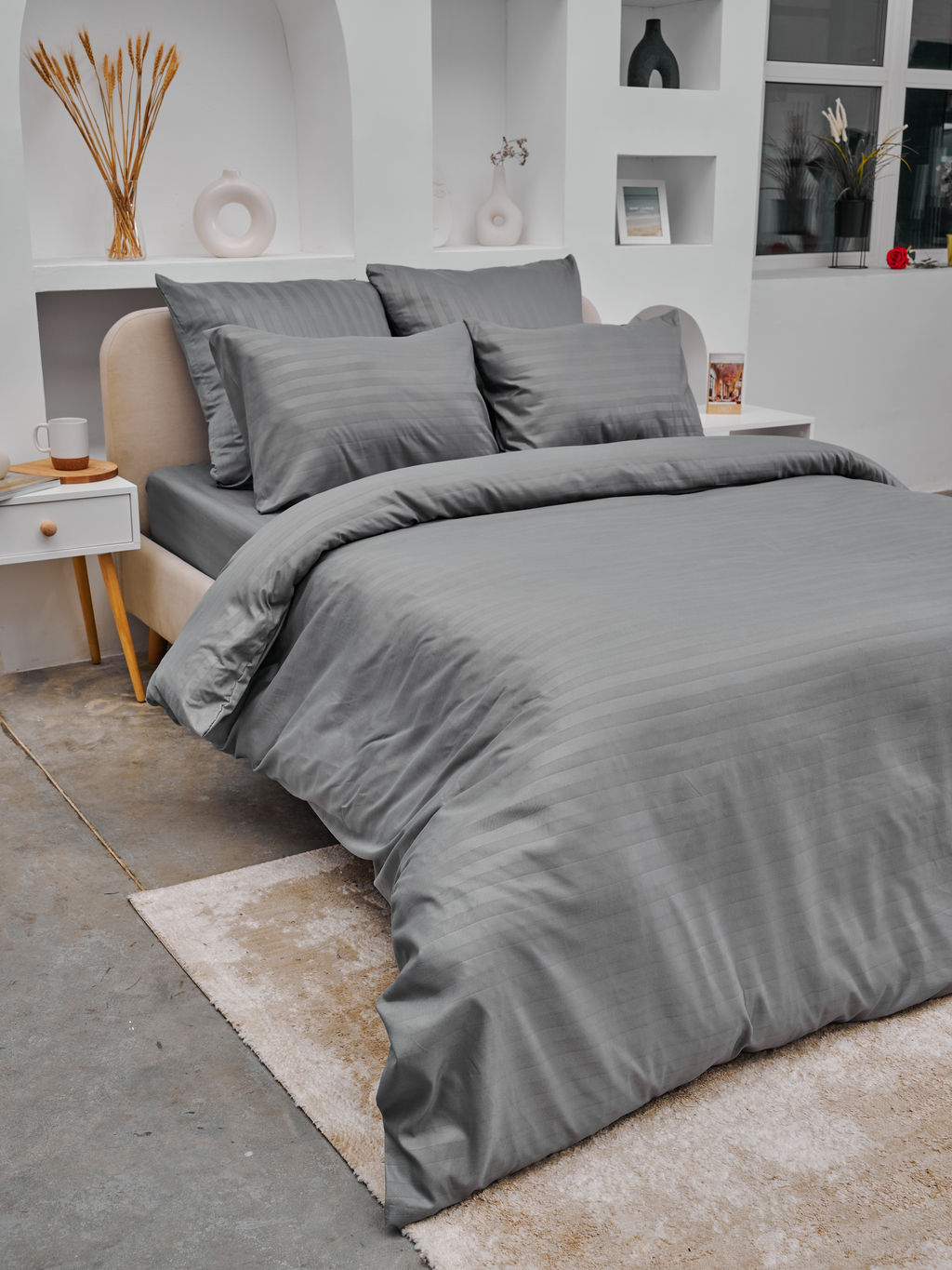 Пододеяльник Микрофибра Страйп - Светлый серый 150х215