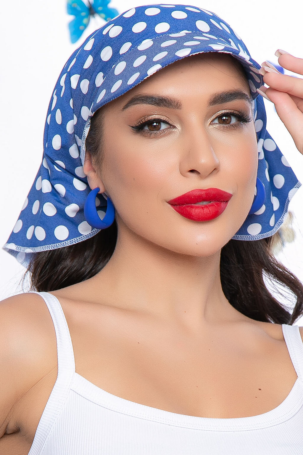 Косынка с козырьком (синяя/горох) КК36 - Lt collection фото 6