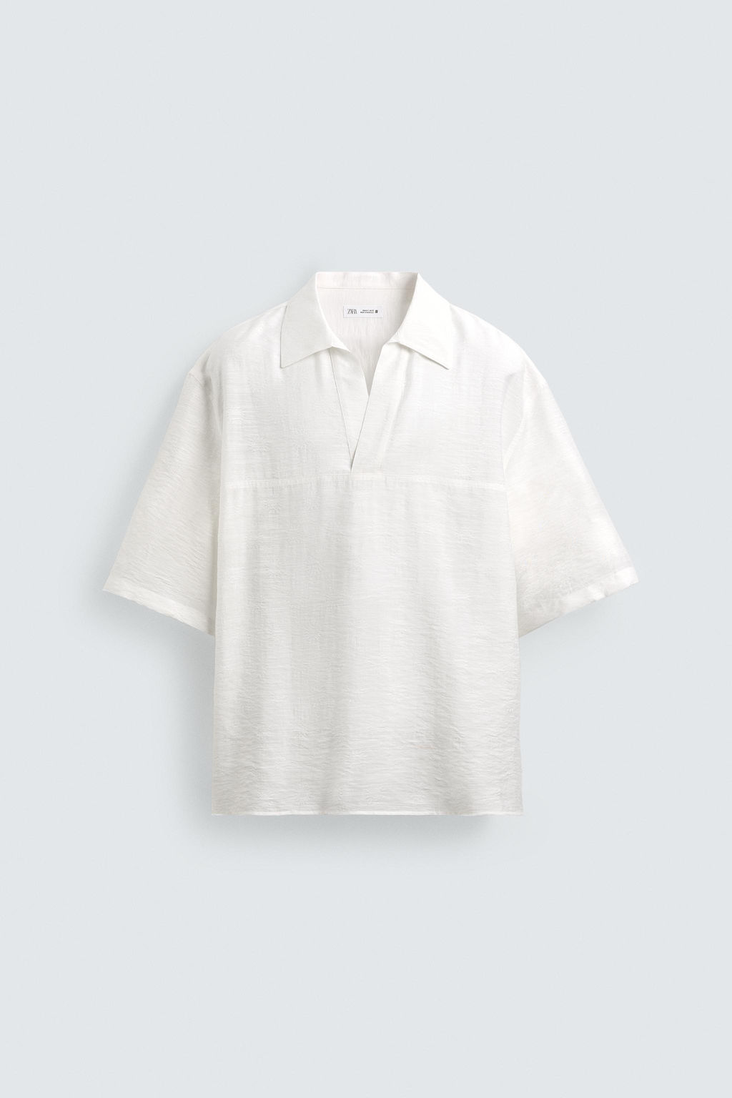 CAMISA POLO FLUIDO JACQUARD / Blanco - Zara фото 7