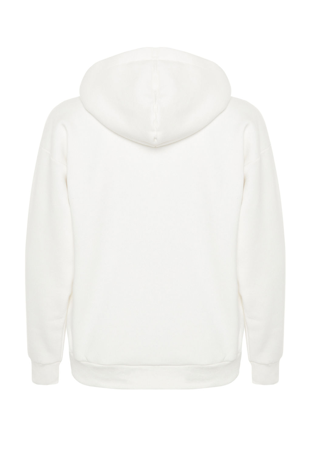 Ekru Kal?n Ici Polarl? Oversize/Genis Kal?p Kapusonlu Basic Orme Sweatshirt TWOAW24SW00103