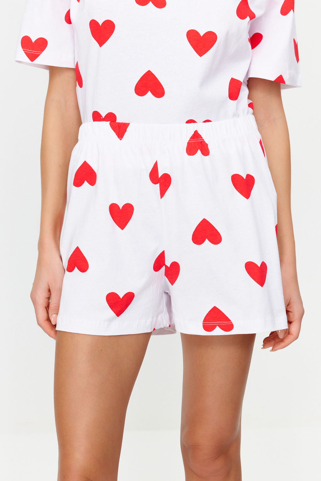 Trendyolmilla Pembe %100 Pamuklu Kalpli Sortlu Orme Pijama Tak?m? THMSS24PT00029 фото 11