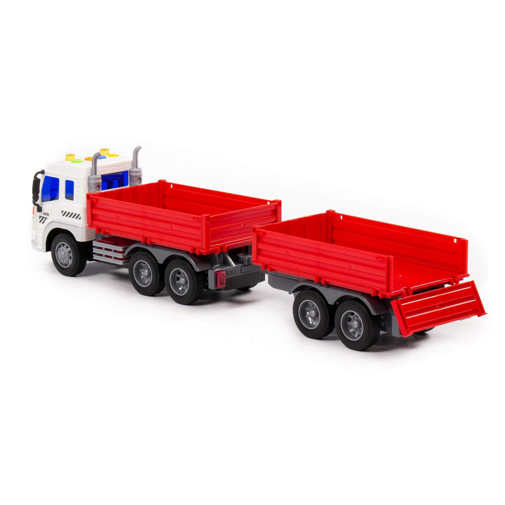 Сити, автомобиль бортовой с прицепом инерционный (со светом и звуком) (красный) (в коробке) - Полесье фото 3