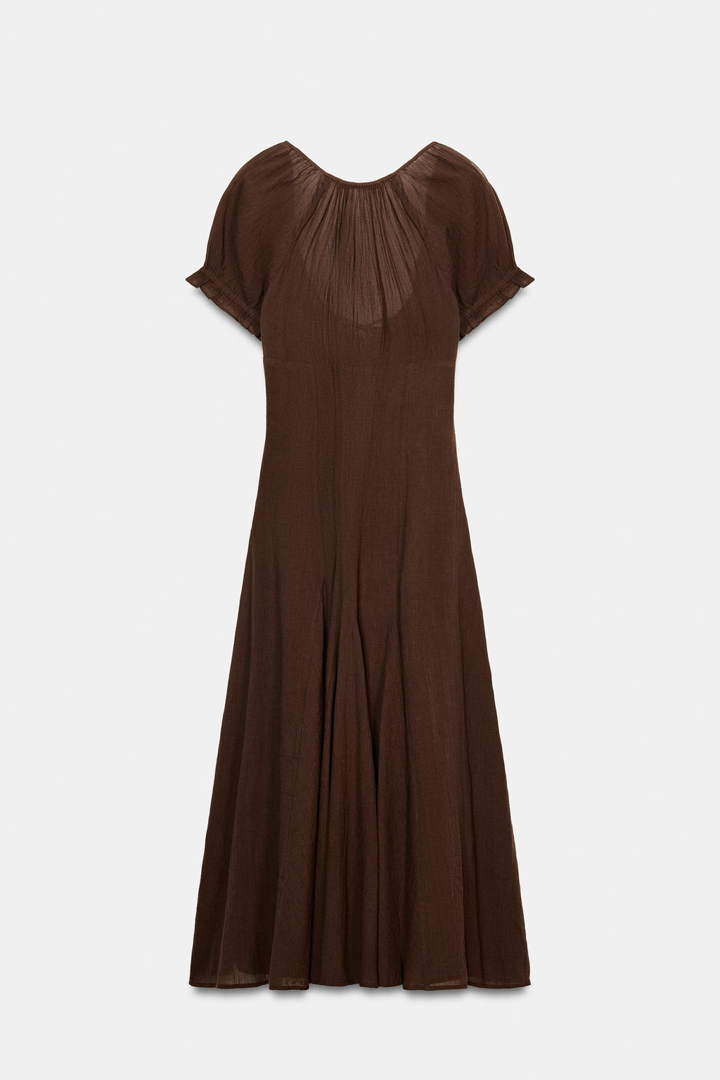 VESTIDO MIDI GASA GODETS / Marr?n - Zara фото 8